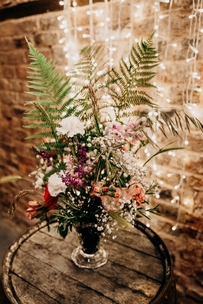 Wedding flowers in the ceremony room at The Normans York