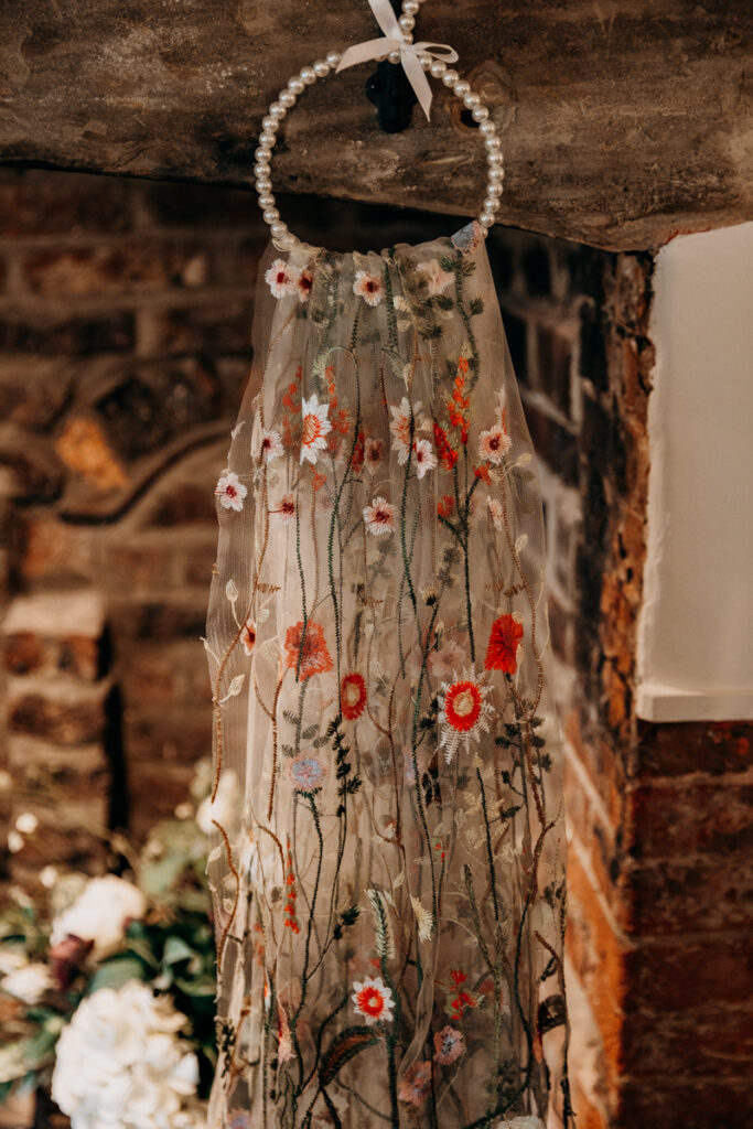 Hanging embroidered veil at The Normans York