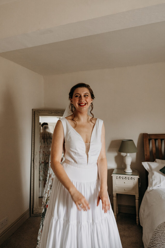 Bride smiling at The Normans York