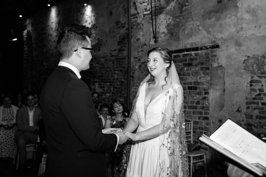 Bride saying vows at The Normans York
