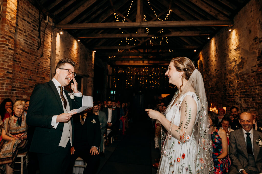 Grom crying during vows at The Normans York