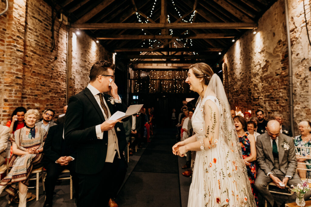 Groom crying at The Normans York