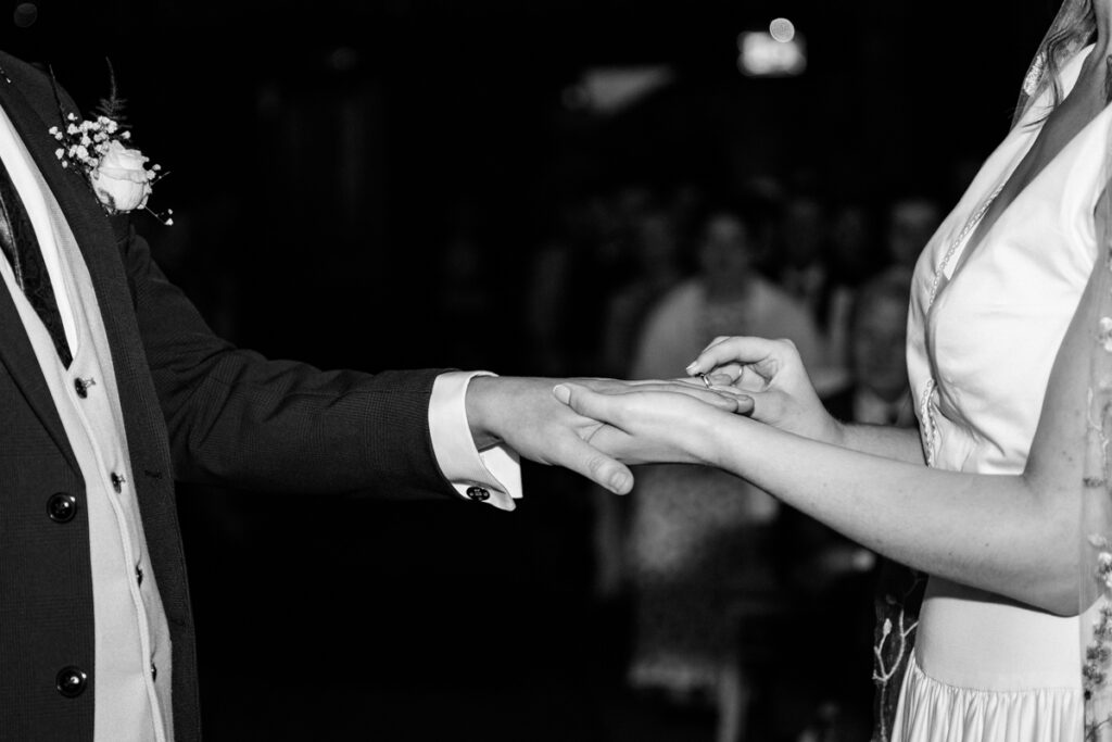 Putting on rings in black and white at The Normans York