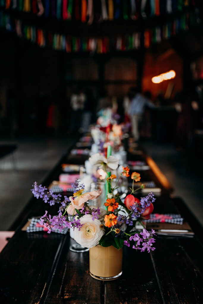 Flowers on tables at The Giraffe Shed