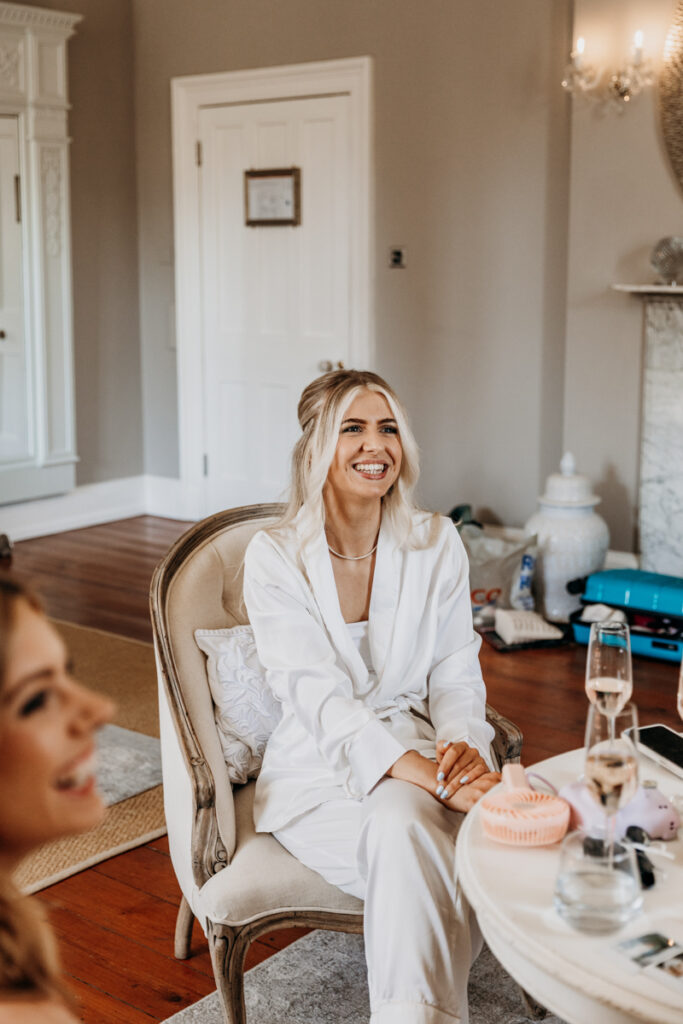 Bride smiling at Thicket Priory
