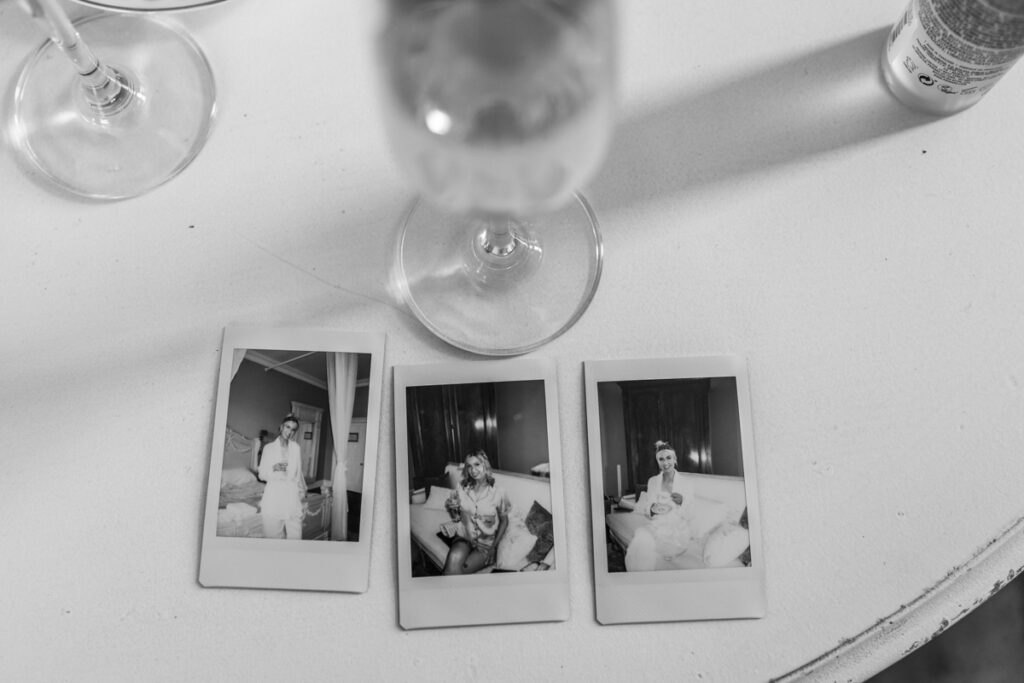 Bridal party polaroids at Thicket Priory