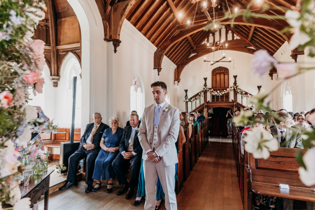 Groom waiting in Chapel at Thicket Priory