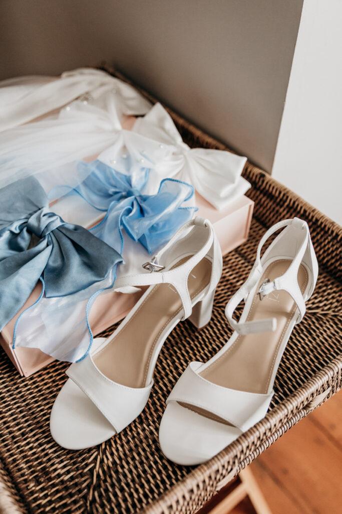 Bride's shoes at Thicket Priory