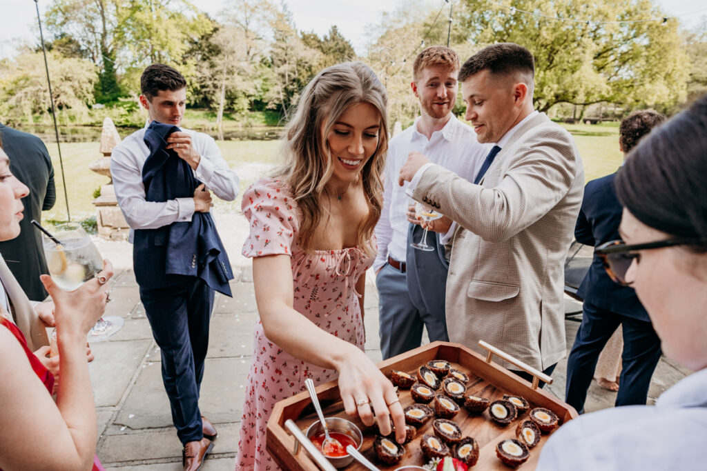 Guests mingling at Thicket Priory