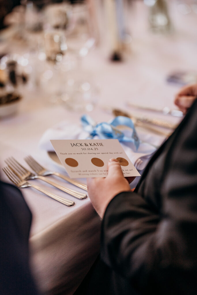 Wedding scratch cards at Thicket Priory