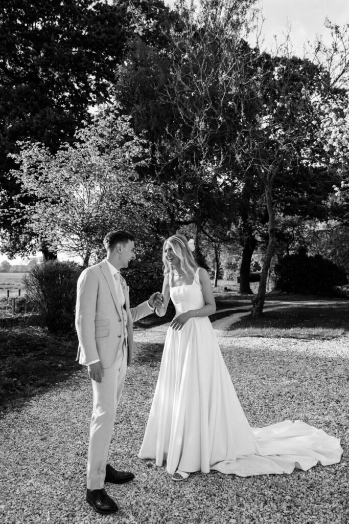 Couple laughing at Golden Hour at Thicket Priory