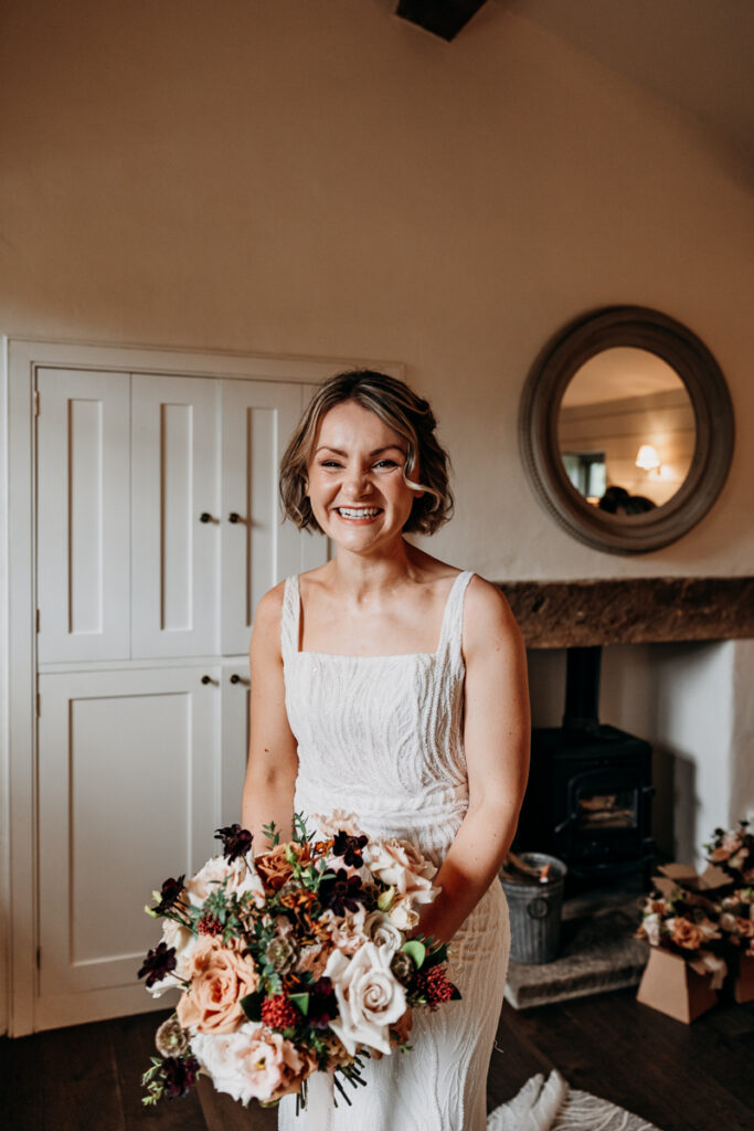 Bride smiling at Middleton Lodge