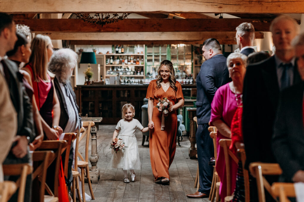 Bridesmaid and flower girl