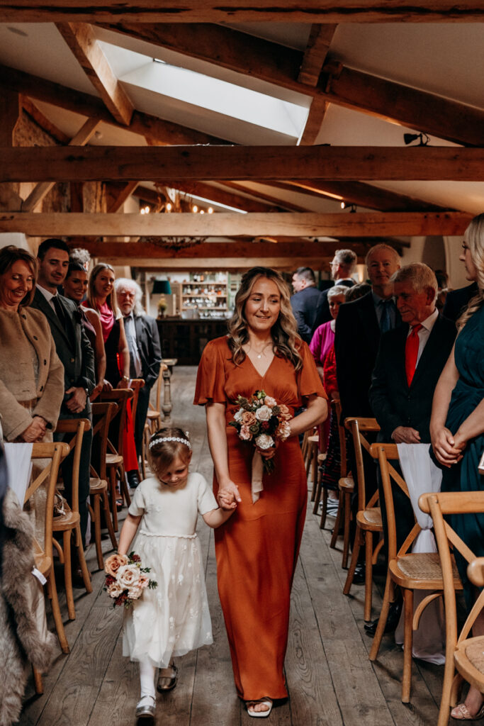Bridesmaid and flower girl
