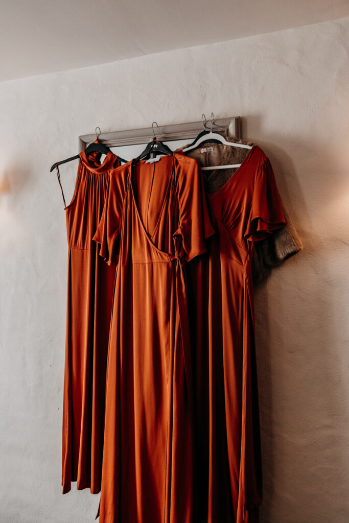 Burnt orange Bridesmaids' dresses at Middleton Lodge