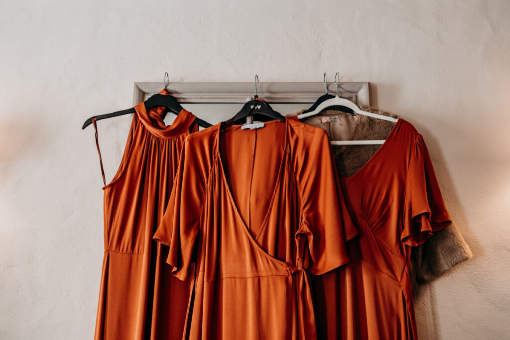 Burnt orange Bridesmaids' dresses at Middleton Lodge