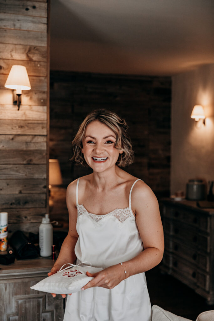 Bride smiling at Middleton Lodge