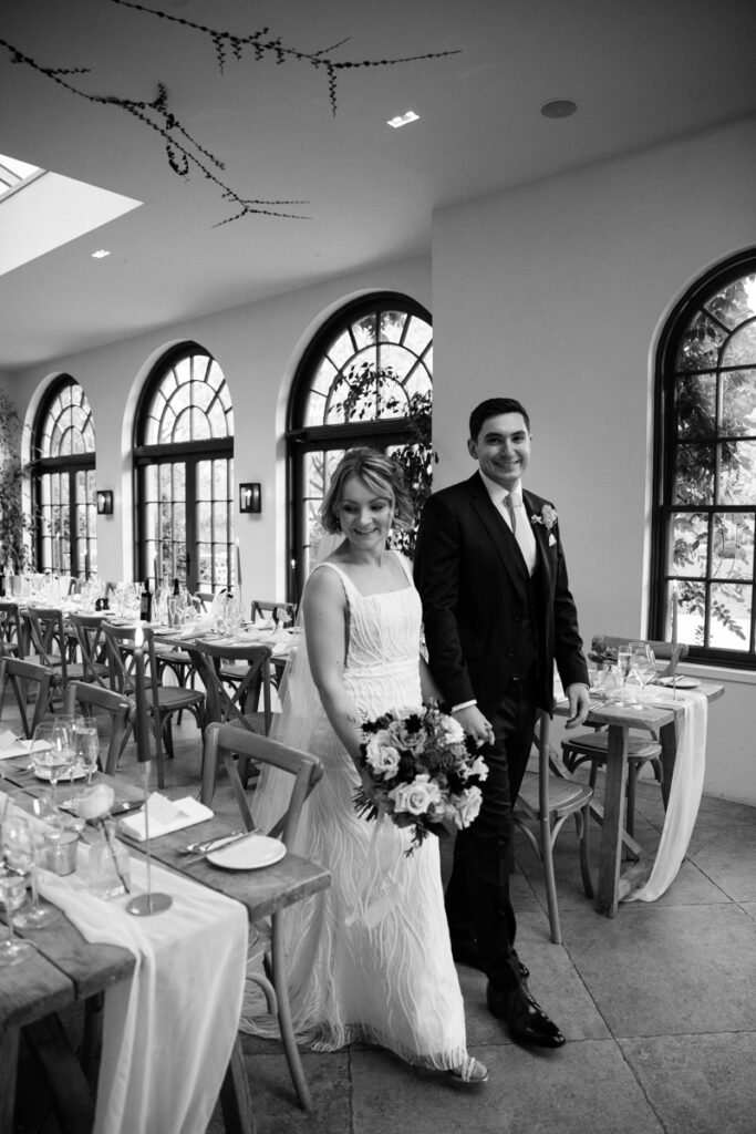 Bride and groom in The Fig House at Middleton Lodge