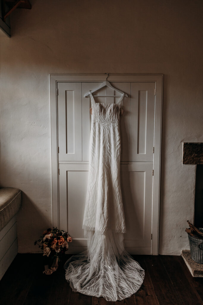 Hanging dress at Middleton Lodge