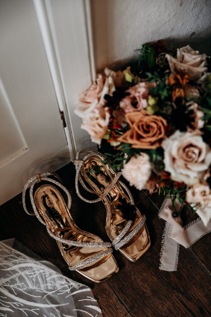 Gold bridal shoes